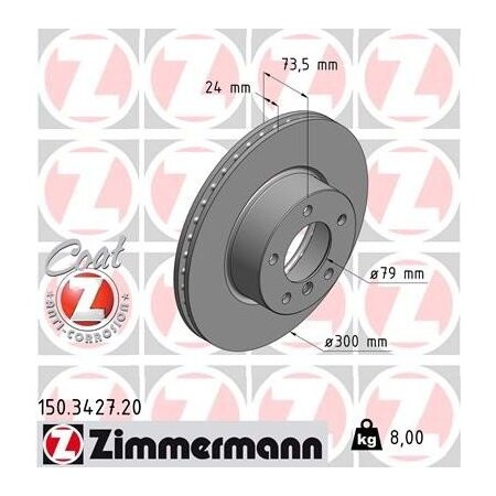 Zimmermann Brake Disc - Standard/Coated, 150342720 150342720